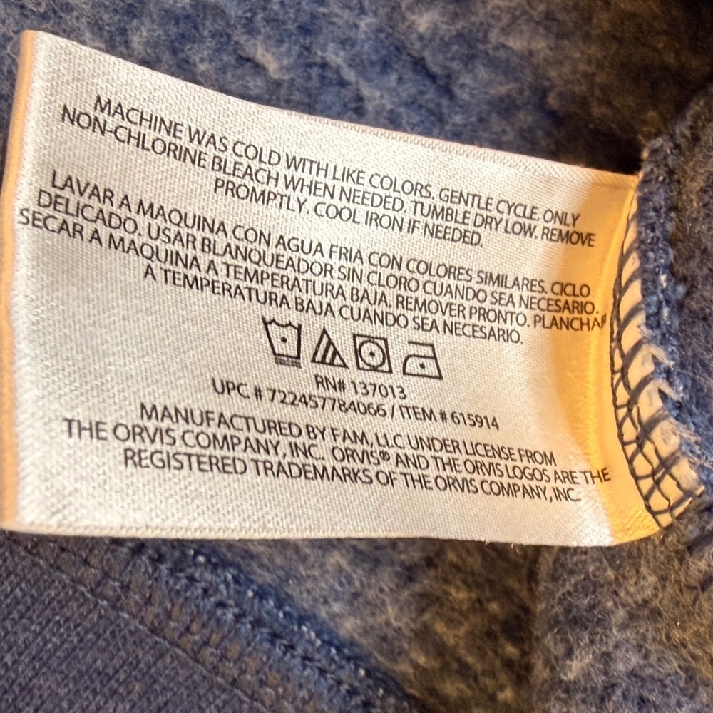 Orvis Mens Blue Heathered Quarter Zip Fleece Pullover Sweatshirt Large 615914 - Picture 6 of 9